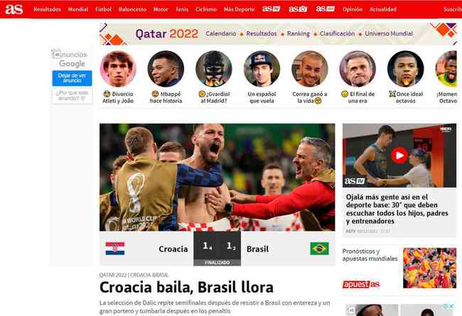 Croácia baila, Brasil chora: como imprensa pelo mundo repercutiu eliminação  - Superesportes