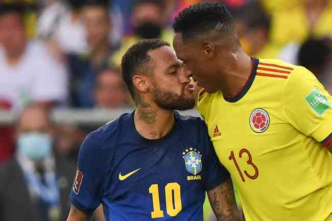 Neymar provoca Mina, responsvel por marcao dura sobre o camisa 10 brasileiro 