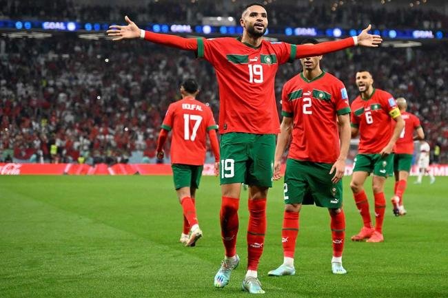 Fotos do gol de Youssef En-Nesyri, de Marrocos, sobre Portugal, pelas quartas de final da Copa do Mundo de 2022, no Catar
