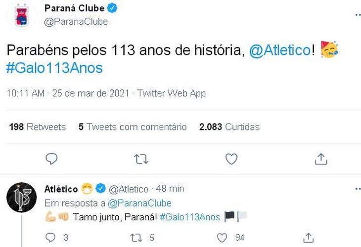 Atltico recebeu mensagens de clubes, jogadores, torcedores e jornalistas