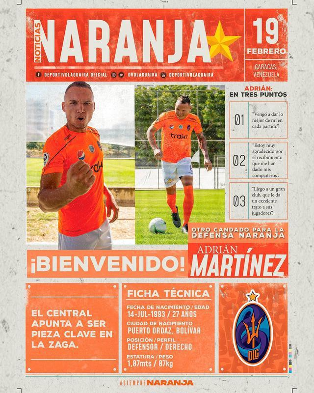 Adrián Martínez, zagueiro (Deportivo La Guaira, da Venezuela)