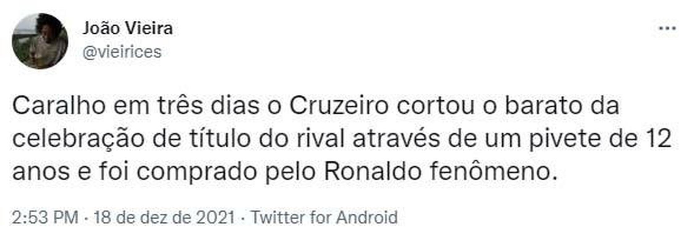 Memes: Ronaldo compra 90% das aes da SAF do Cruzeiro