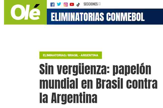 Jornal Ol relatou 'vergonha' no duelo entre Brasil e Argentina