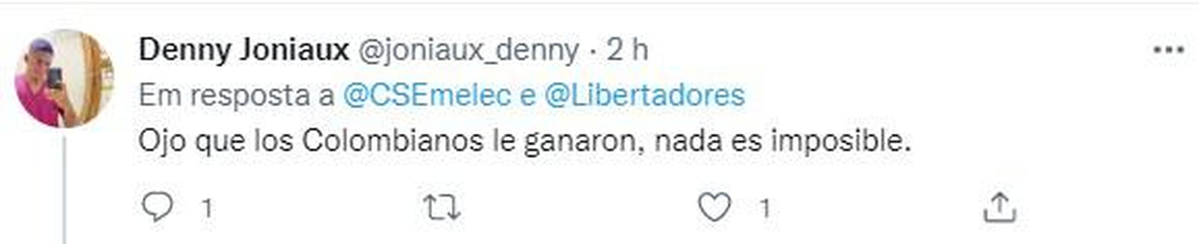 'Cuidado que os colombianos (Tolima) o venceram, nada  impossvel'.