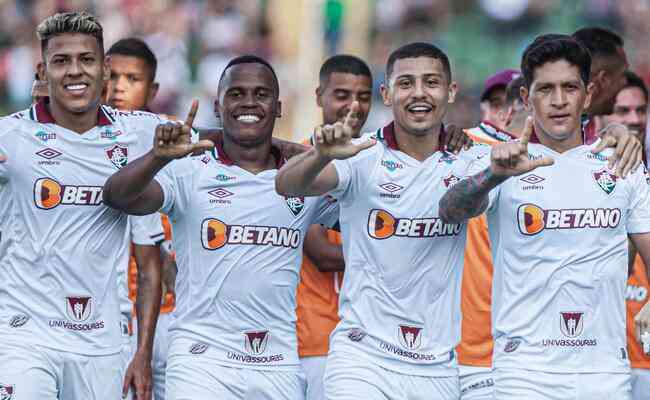 Jogadores do Fluminense durante vitria sobre o RB Bragantino, pela 38 rodada da Srie A