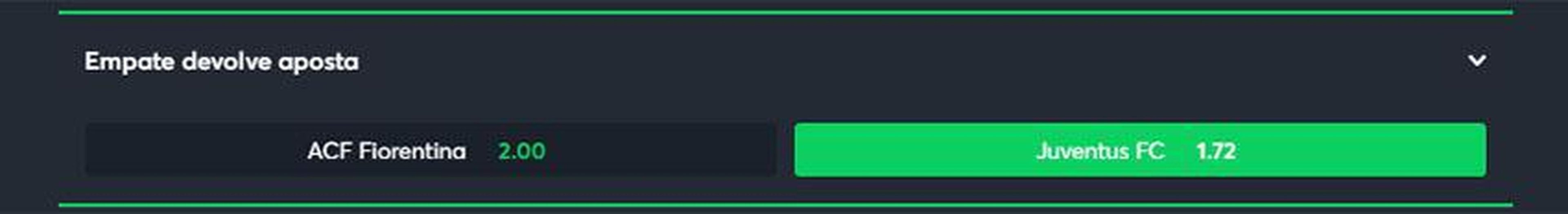 Juventus empate anula contra a Fiorentina (odd 1.72) - A Juventus tem um time mais forte do que a Fiorentina. A Juve reforou bem seu elenco e conta com o goleador Vlahovic no comando do ataque. Invicta no Campeonato Italiano, a Velha Senhora tenta vencer pela terceira vez na competio. J a Fiorentina tem apenas uma vitria nos quatro primeiros jogos. A equipe sofreu para bater o fraco Cremonese, em casa, por 3 a 2. Pelos elencos e pelo momento das equipes, enxergamos bom valor nessa dica (em caso de empate, teremos reembolso).