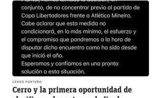 ABC - Jornal abordou o protesto dos jogadores do Cerro, que no concentraram