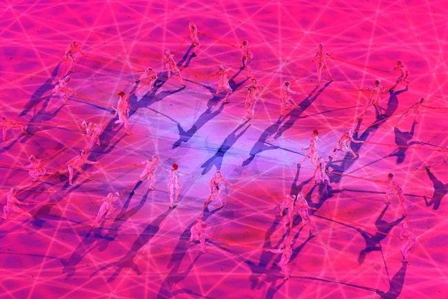 Imagens da cerimnia de abertura dos Jogos Olmpicos de 2020, no Estdio Olmpico de Tquio 