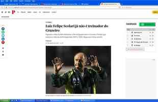 Pblico, de Portugal - 'Scolari j no  mais treinador do Cruzeiro'