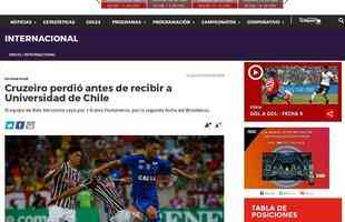 Imprensa do Chile destacou derrota cruzeirense para o Fluminense
