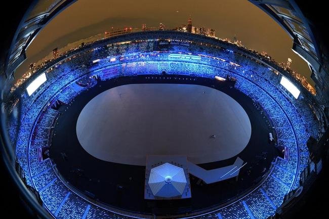 Imagens da cerimnia de abertura dos Jogos Olmpicos de 2020, no Estdio Olmpico de Tquio