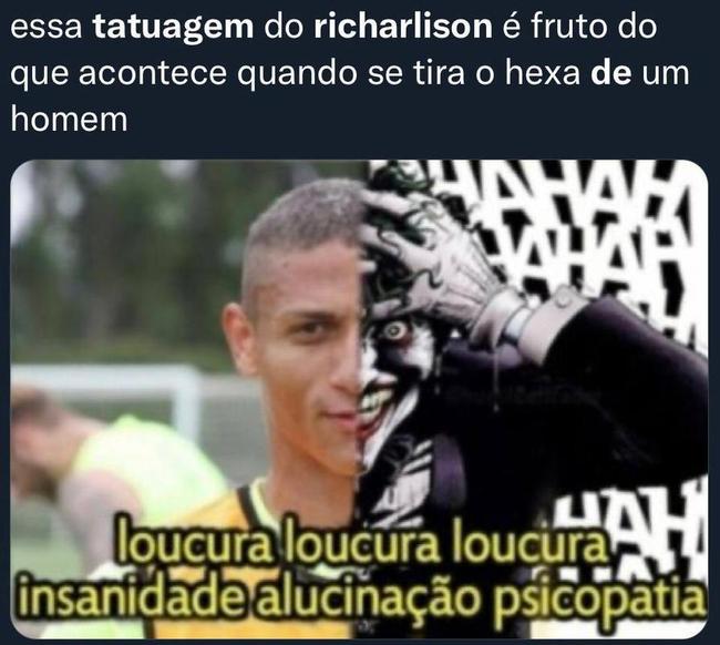 Tatuagem do rosto de Neymar em Richarlison vira meme