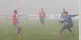 Cruzeiro realizou atividade sob muita neblina em Chapec-SC, nesta quarta-feira, antes de compromisso contra a Chapecoense