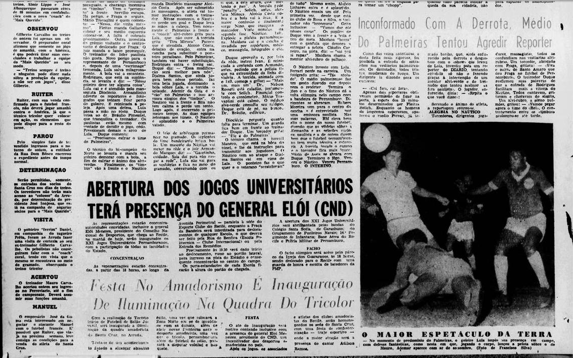 28/10 Náutico 3 x 0 Palmeiras - Na manchete da capa do jornal, 'Náutico despacha o Palmeiras' e enfrenta o Santos após vitória por 3 a 0.