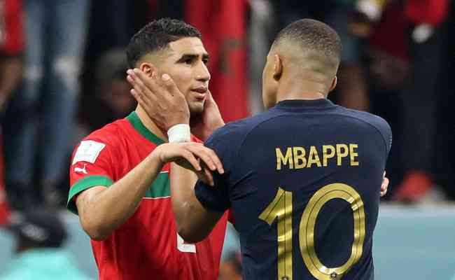 Mbapp consolou Hakimi aps a Frana eliminar Marrocos na semifinal da Copa do Mundo