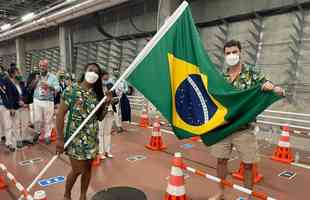 Entrada do Time Brasil na cerimnia de abertura dos Jogos de Tquio, no Estadio Olmpico