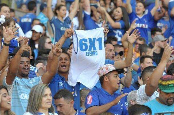 Imagens das torcidas de Cruzeiro e So Paulo no Mineiro