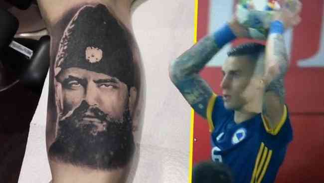 Tatuagem de Ognjen Vranjes, zagueiro Bsnio que atua no Charleroi