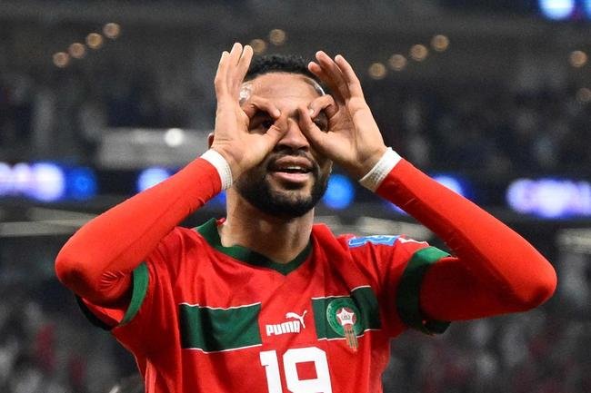 Fotos do gol de Youssef En-Nesyri, de Marrocos, sobre Portugal, pelas quartas de final da Copa do Mundo de 2022, no Catar