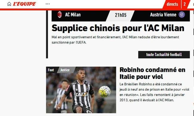 Caso Robinho ganha repercusso mundial