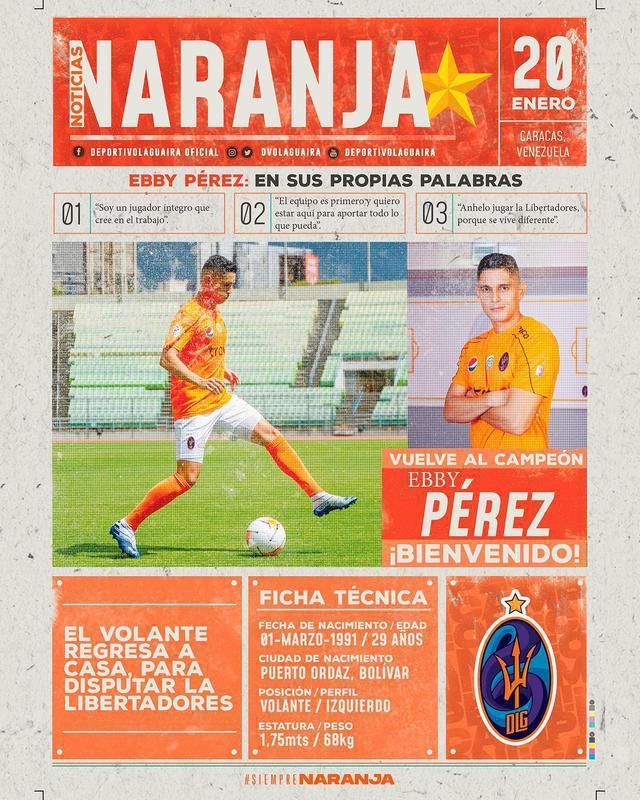 Ebby Pérez, meio-campista (Deportivo La Guaira, da Venezuela)