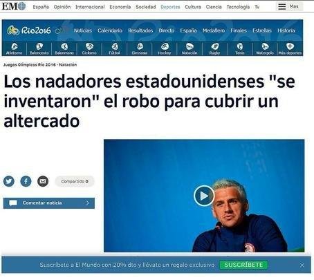 El Mundo: 'Os nadadores dos Estados Unidos 'inventaram' o roubo para cobrir uma farsa'