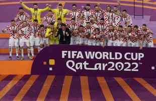 Festa e premiao da Crocia por terceiro lugar na Copa do Mundo de 2022, no Catar. Croatas venceram o Marrocos por 2 a 1, neste sbado (17) e conseguiram mais um feito histrico em Mundiais.