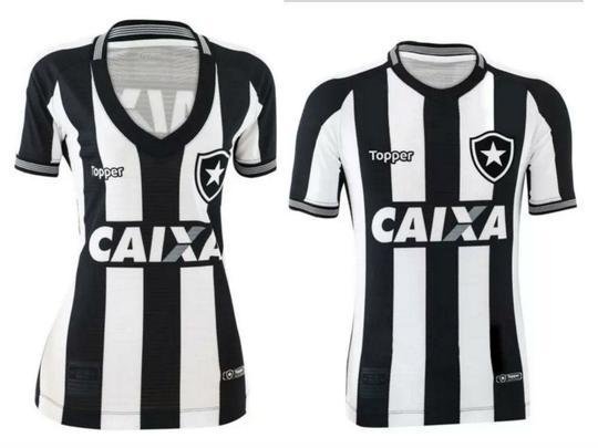 Botafogo. Camisa Feminina: R$ 239,90 / Camisa Masculina: R$ 259,90