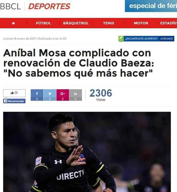 Veculos chilenos anunciam proposta do Atltico por volante Claudio Baeza, do Colo Colo