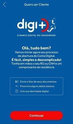 Imagens do aplicativo da conta digital Digimais