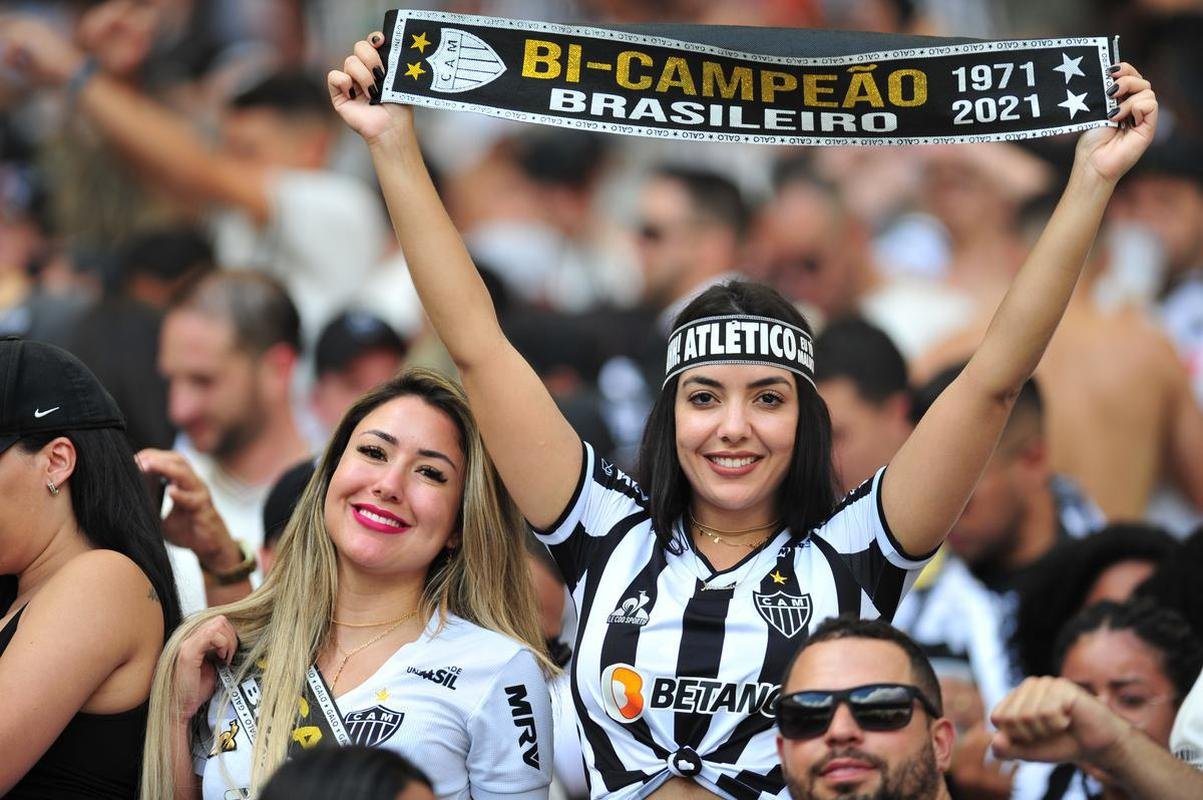 Festa da torcida do Atltico, no Mineiro, no jogo em que o time ergueu a taa de campeo brasileiro, diante do RB Bragantino