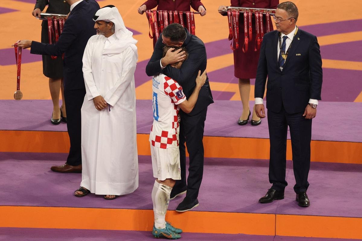 Festa e premiao da Crocia por terceiro lugar na Copa do Mundo de 2022, no Catar. Croatas venceram o Marrocos por 2 a 1, neste sbado (17) e conseguiram mais um feito histrico em Mundiais.