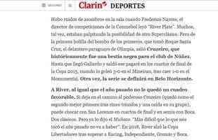 Assim como o 'Ol', o Clarn exaltou a tradio de 'bestia negra' do Cruzeiro. O dirio lembra que o time de Mano Menezes, 'poderoso', segundo o jornal, terminou a fase de grupos com a segunda melhor campanha geral. 