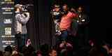 Encaradas agitam coletiva do UFC 200 em Nova York - Jon Jones carrega f mirim no palco