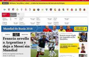 Mundo Deportivo, da Espanha: 'Frana atropela a Argentina e deixa Messi sem Mundial' 
