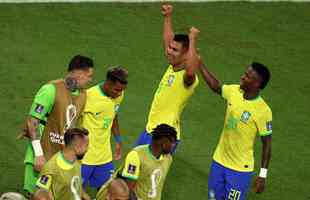 Duelo entre Brasil e Sua, pela 2 rodada do Grupo G da Copa do Mundo, acontece no Estdio 974, em Doha, no Catar