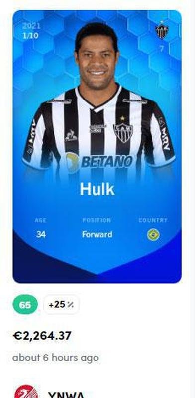 Hulk - 2.264,37 euros (R$ 14.419,74) pela carta super rara