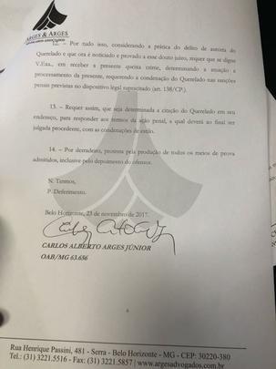 Futuro vice de futebol do Cruzeiro entrou com queixa crime contra Bruno Vicintin, por calúnia. Na quarta-feira, Vicintin acusou Itair de tê-lo ameaçado de morte
