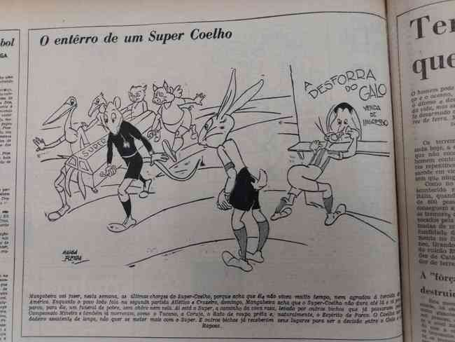 Charge de Mangabeiras mostra enterro do Super-Coelho enquanto Cruzeiro e Atltico faziam final do Mineiro
