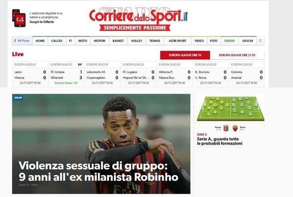 Caso Robinho ganha repercussão mundial