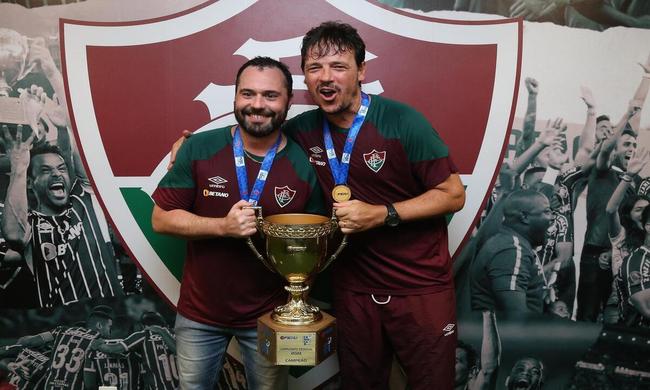 Fernando Diniz com Mrio Bittencourt, presidente do Fluminense e entusiasta de treinadores brasileiros