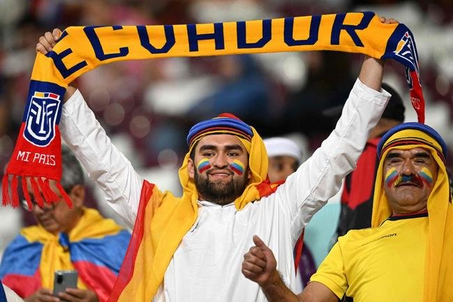 Torcedores de Holanda e Equador no jogo pelo Grupo A da Copa do Mundo.