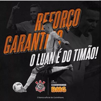 O Corinthians anunciou a contratação do meia-atacante Luan, que estava no Grêmio
