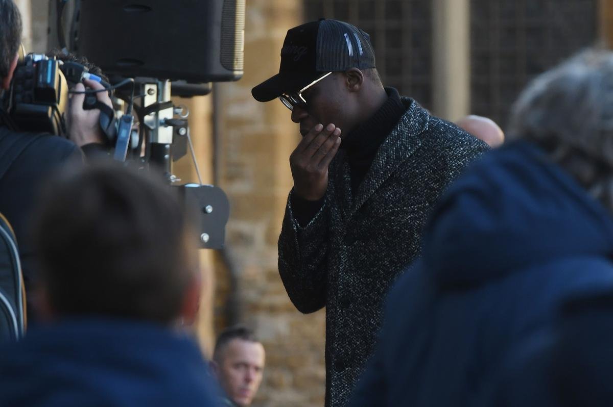 Imagens do funeral de Davide Astori em Florena. Atacante do Nice, Mario Balotelli