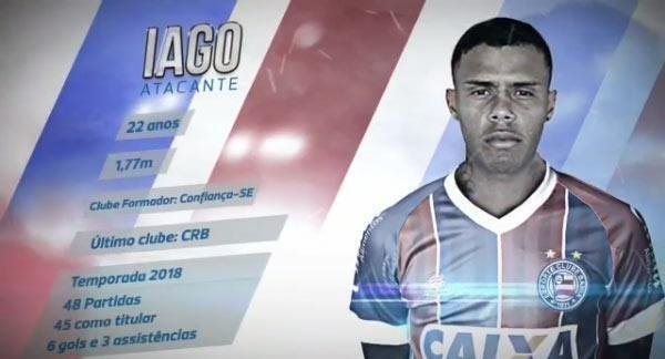 O atacante Iago, que estava no CRB, foi contratado pelo Bahia