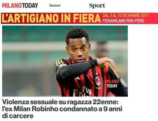 Caso Robinho ganha repercussão mundial