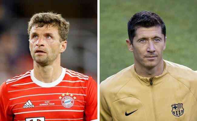 Thomas Muller (esq), do Bayern, e Roberto Lewandowski (dir), do Barcelona