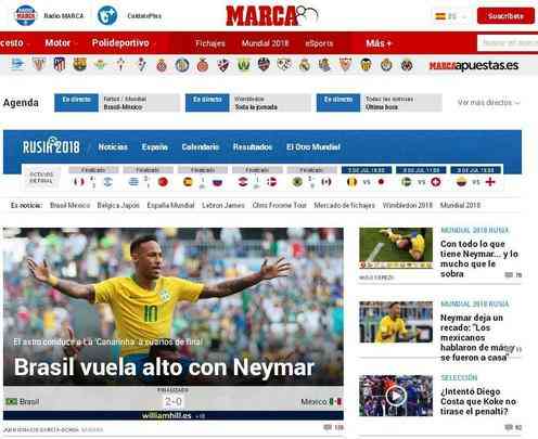 Marca, da Espanha: Brasil voa alto com Neymar