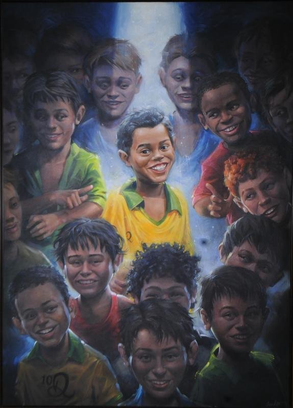 Mineiro de Mariana, artista Camaleo abre nesta tera-feira, para convidados, no Mineiro, a exposio 'Fragmentos de um gacho', que retrata momentos da vida do craque. Pblico em geral ter acesso a partir de quarta