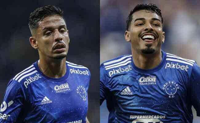 Neto Moura e Matheus Bidu durante partidas diferentes com a camisa do Cruzeiro